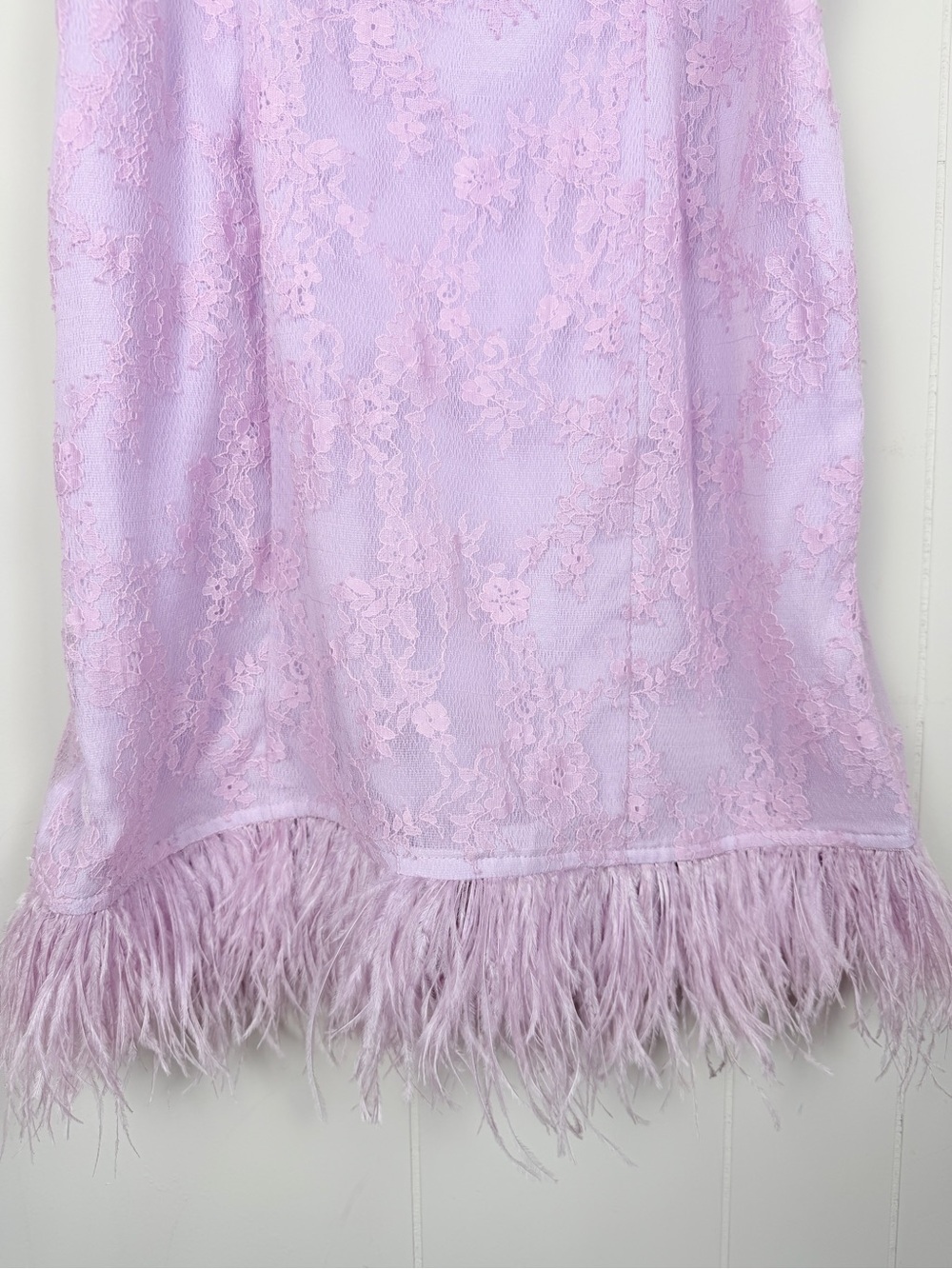 Lovers + Friends NWT Lilac Lace Feather-Trim Slip Dress Size XL - Picture 5 of 16